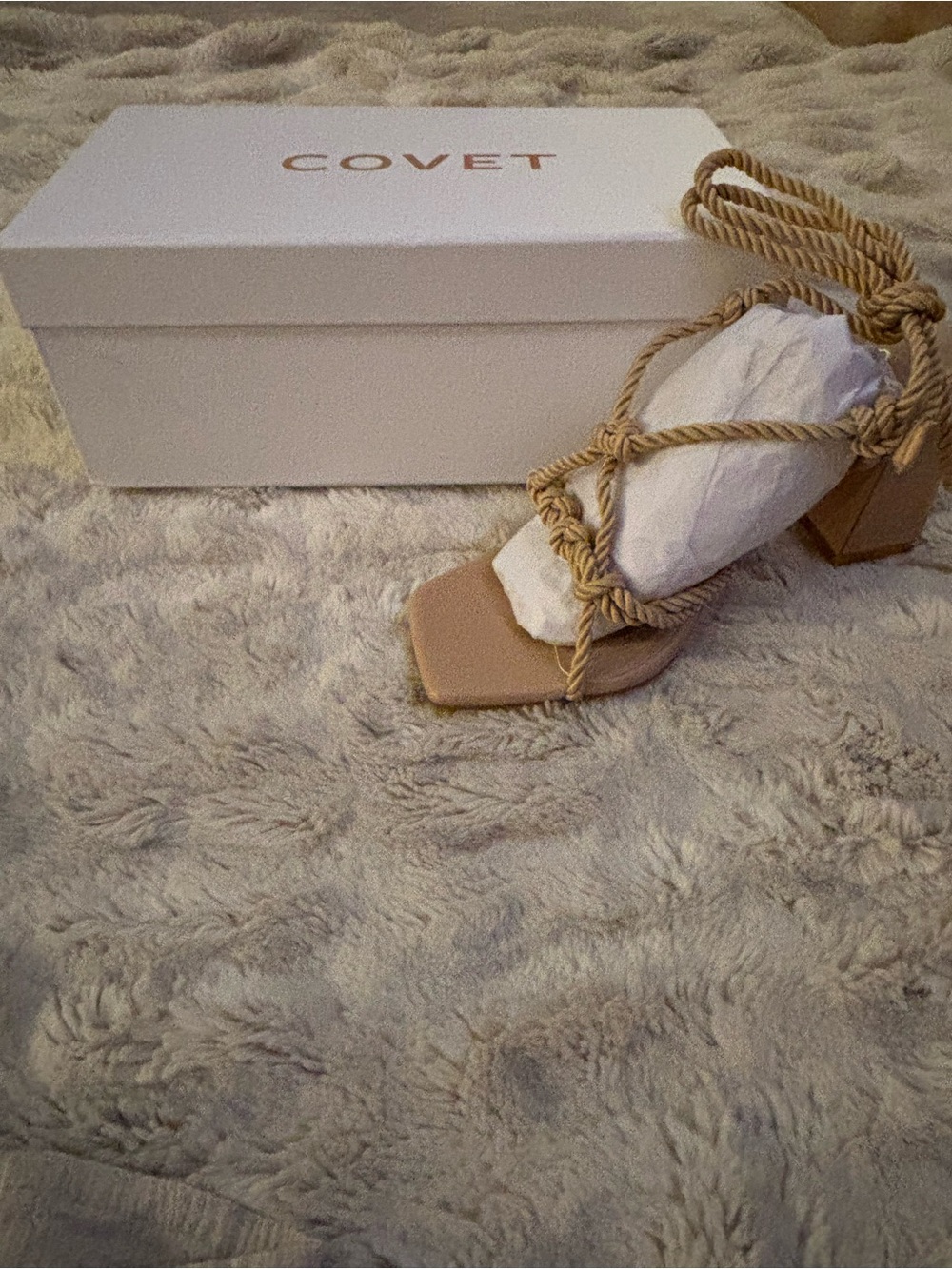 Cove Neutral Rope Wrap Block Heel Sandals